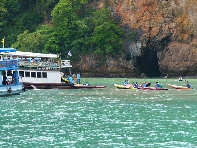 tourist kayaks at Ko Phanak long entrance hong